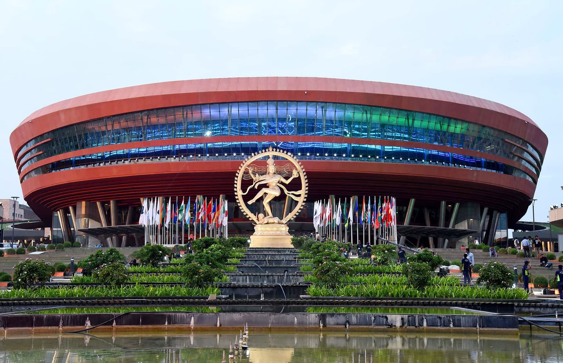 Bharat Mandapam convention centre at Pragati Maidan, New Delhi, seen from outside