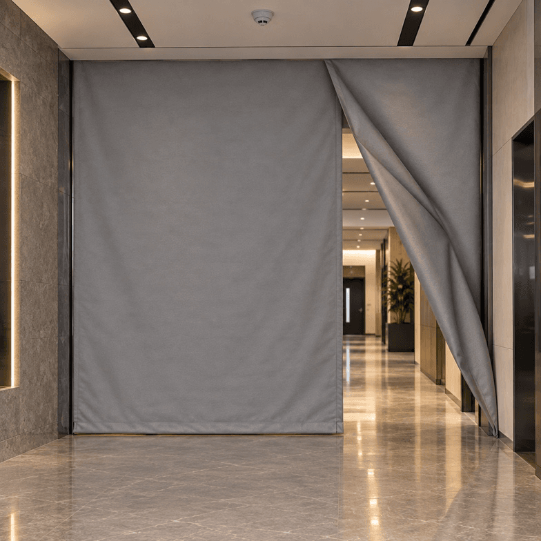 Egress Fire Curtains, deployed