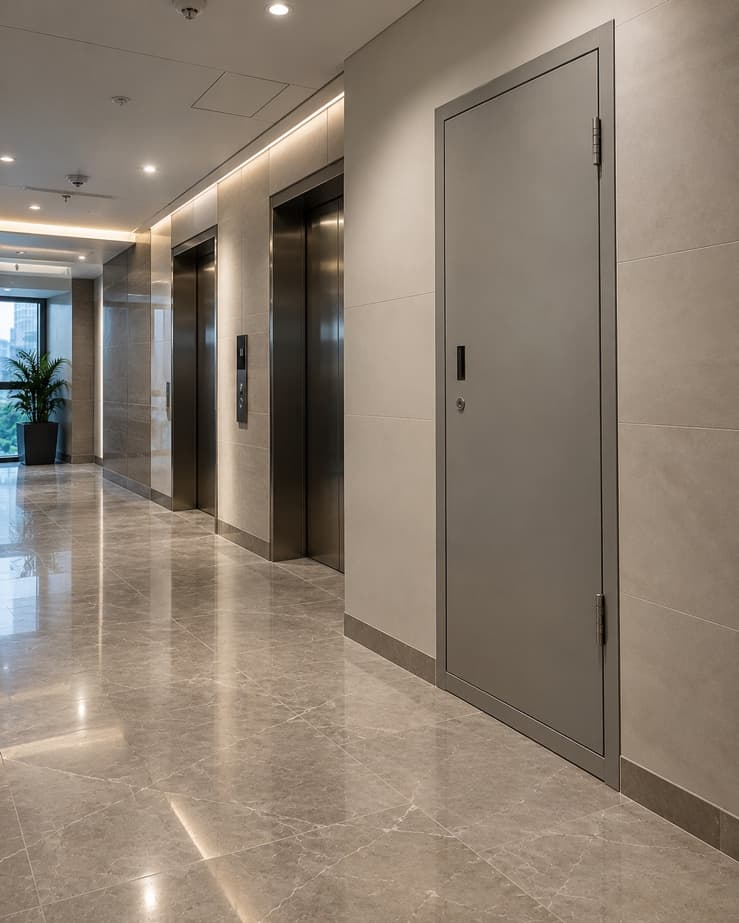 Hollow Metal Shaft Doors, installed